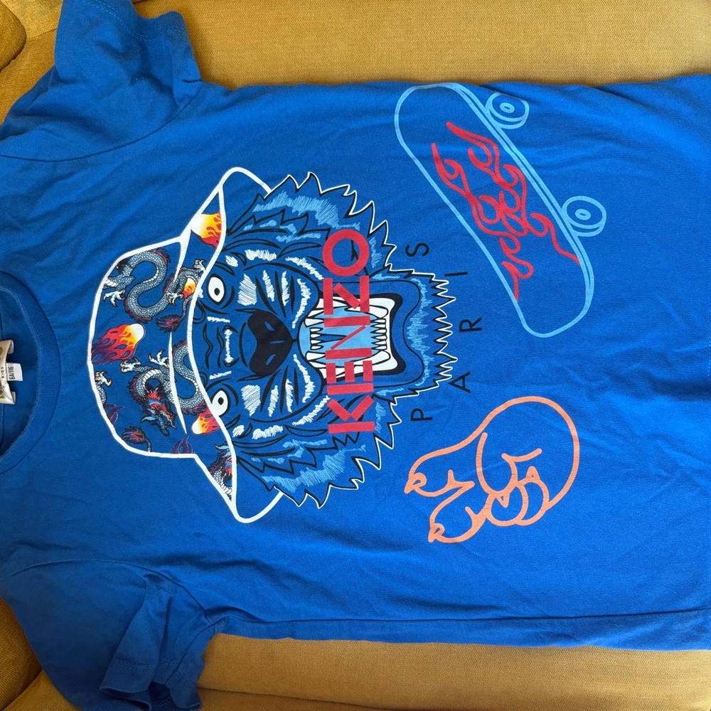 Kenzo Blue Cartoon Graphic Short Sleeve Tee